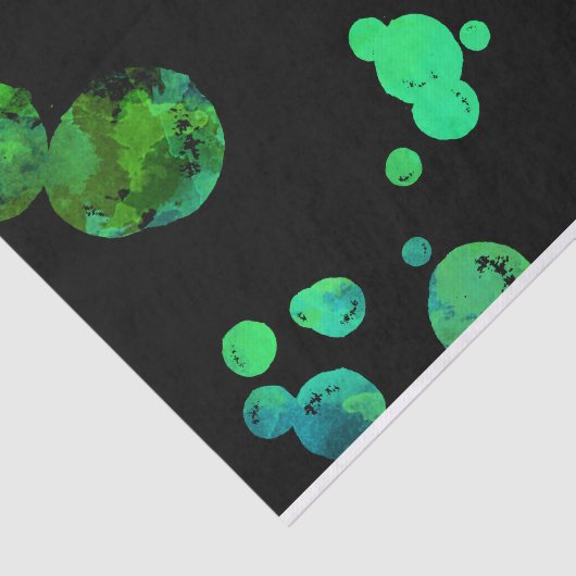 ネオン緑及び黒い水玉模様/泡 薄葉紙 (詳細)