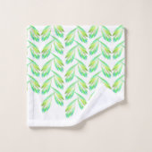 ネオン緑葉の – フラクタルアート、 バスタオルセット (ウォッシュタオル)