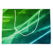 ネオン緑青モダンな色のストライプ ラージペーパーバッグ (正面)