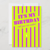 ネオン緑黄色紫誕生日パーティー招待状 招待状 (正面)