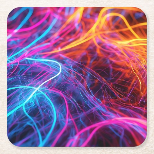 ネオン線 スクエアペーパーコースター (正面)