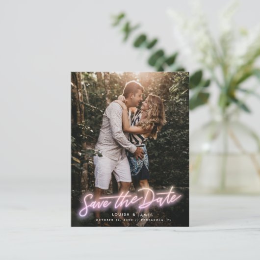 ネオン縦型写真日付はがきを保存 ポストカード (スタンド正面)