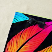 ネオン羽パタン鮮やかアート ビーチタオル (インサイチュ)