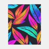 ネオン羽パタン鮮やかアート フリースブランケット (正面)