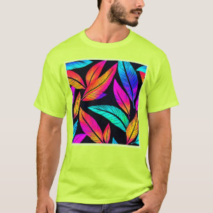 ネオン羽パタン鮮やかアート Tシャツ