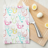 ネオン聴診器パターン キッチンタオル (四つ折り)