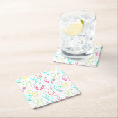 ネオン聴診器パターン スクエアペーパーコースター (インサイチュ)