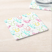 ネオン聴診器パターン スクエアペーパーコースター (アングル)