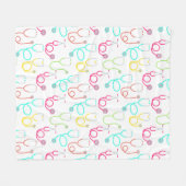 ネオン聴診器パターン フリースブランケット (正面(横))