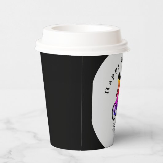 ネオン自転車ライダーハッピーバースデー紙カップ 紙コップ (右)