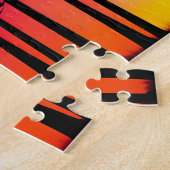 ネオン色がシルエットの黒い木に侵入 ジグソーパズル (側面)