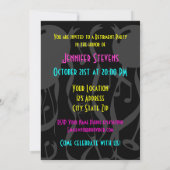 ネオン色のリタイアメントパーティの招待状テンプレート 招待状 (裏面)