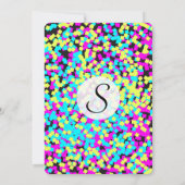 ネオン色の数々のおもしろい紙吹雪 招待状 (裏面)