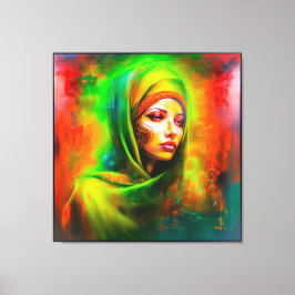 ネオン色の神秘的な女性 キャンバスプリント