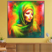 ネオン色の神秘的な女性 キャンバスプリント (インサイチュ (リビング))