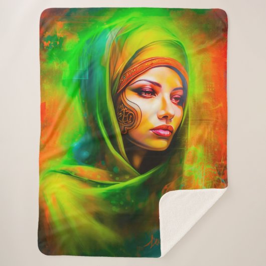ネオン色の神秘的な女性 シェルパブランケット (正面)