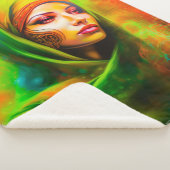 ネオン色の神秘的な女性 シェルパブランケット (3/4)