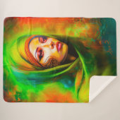 ネオン色の神秘的な女性 シェルパブランケット (正面(横))