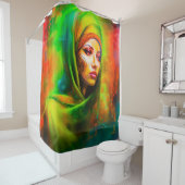ネオン色の神秘的な女性 シャワーカーテン (インサイチュ)