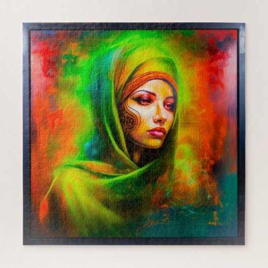 ネオン色の神秘的な女性 ジグソーパズル (縦)