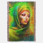 ネオン色の神秘的な女性 スローブランケット (正面縦)