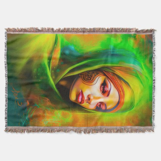 ネオン色の神秘的な女性 スローブランケット (正面)