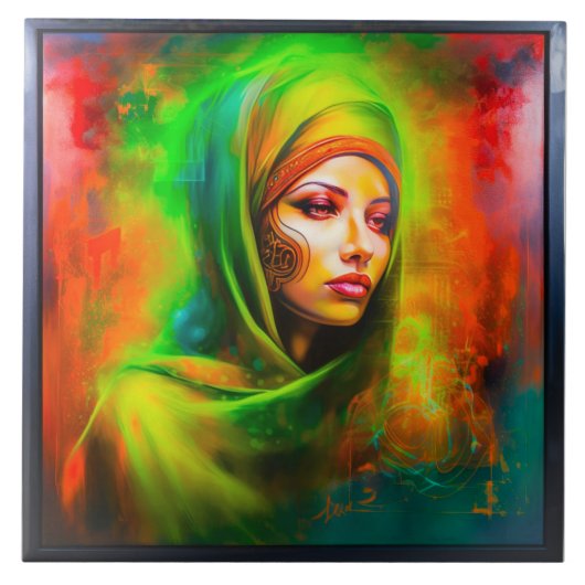 ネオン色の神秘的な女性 タイル (正面)