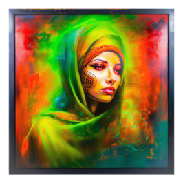 ネオン色の神秘的な女性 フォトプリント