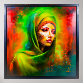 ネオン色の神秘的な女性 ポスター