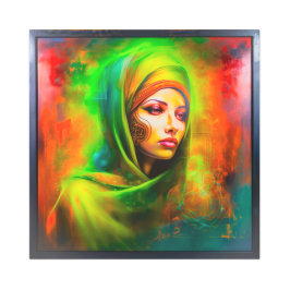 ネオン色の神秘的な女性 メタルプリント