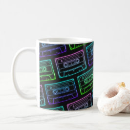 ネオン色カセットパタ数々のーン付きコーヒーマグ コーヒーマグカップ
