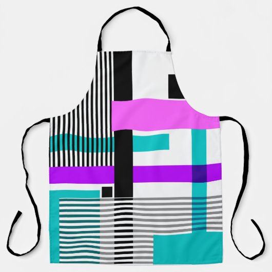 ネオン色ストライプのの幾何模様 エプロン (正面)