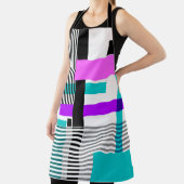 ネオン色ストライプのの幾何模様 エプロン (インサイチュ)