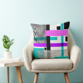 ネオン色ストライプのの幾何模様 クッション (椅子)