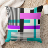 ネオン色ストライプのの幾何模様 クッション (ブランケット)