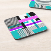 ネオン色ストライプのの幾何模様 コースター (左側)