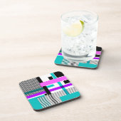 ネオン色ストライプのの幾何模様 コースター (右側)