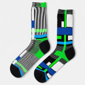 ネオン色ストライプのの幾何模様 ソックス (左)