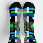 ネオン色ストライプのの幾何模様 ソックス (上部)