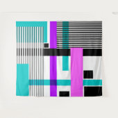 ネオン色ストライプのの幾何模様 タペストリー (正面(横))