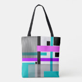 ネオン色ストライプのの幾何模様 トートバッグ (裏面)