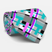 ネオン色ストライプのの幾何模様 ネクタイ (ロール)