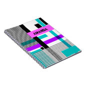 ネオン色ストライプのの幾何模様 ノートブック (右側)