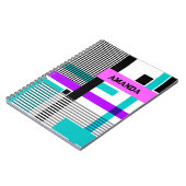 ネオン色ストライプのの幾何模様 ノートブック (左側)