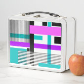ネオン色ストライプのの幾何模様 メタルランチボックス (インサイチュ)