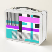 ネオン色ストライプのの幾何模様 メタルランチボックス (裏面)