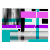 ネオン色ストライプのの幾何模様 ラージペーパーバッグ (裏面)