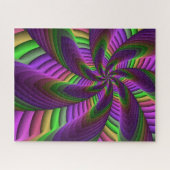 ネオン色フラッ熱狂するシュカラフルフラクタルパターン ジグソーパズル (横)