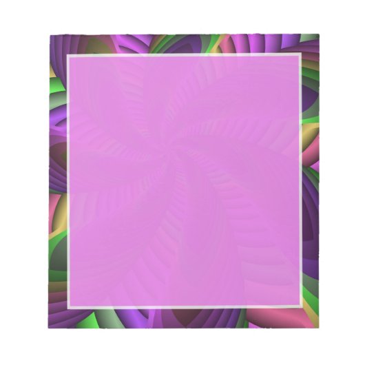 ネオン色フラッ熱狂するシュカラフルフラクタルパターン ノートパッド (正面)