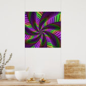 ネオン色フラッ熱狂するシュカラフルフラクタルパターン ポスター (キッチン)